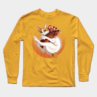 Lucky Cat -- Orange Long Sleeve T-Shirt